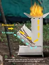 Folding Firewood Stove Stainless Steel BBQ Rocket Stove for Traveling BBQ Picnic