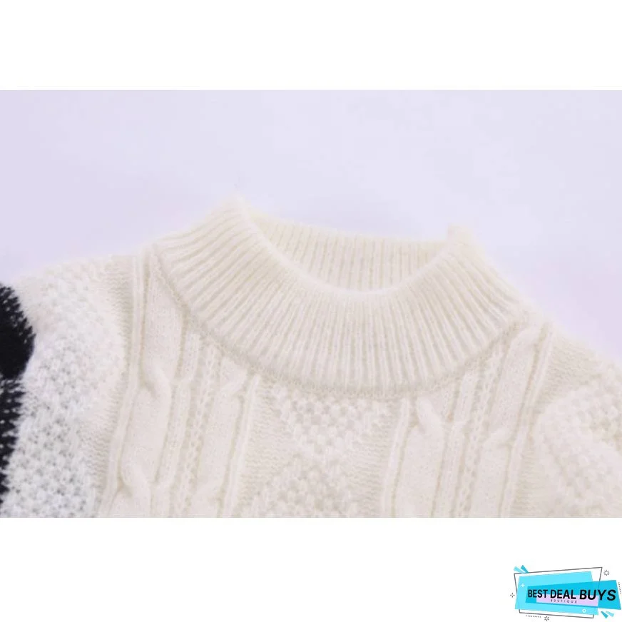 Color Block Turtleneck Sweater