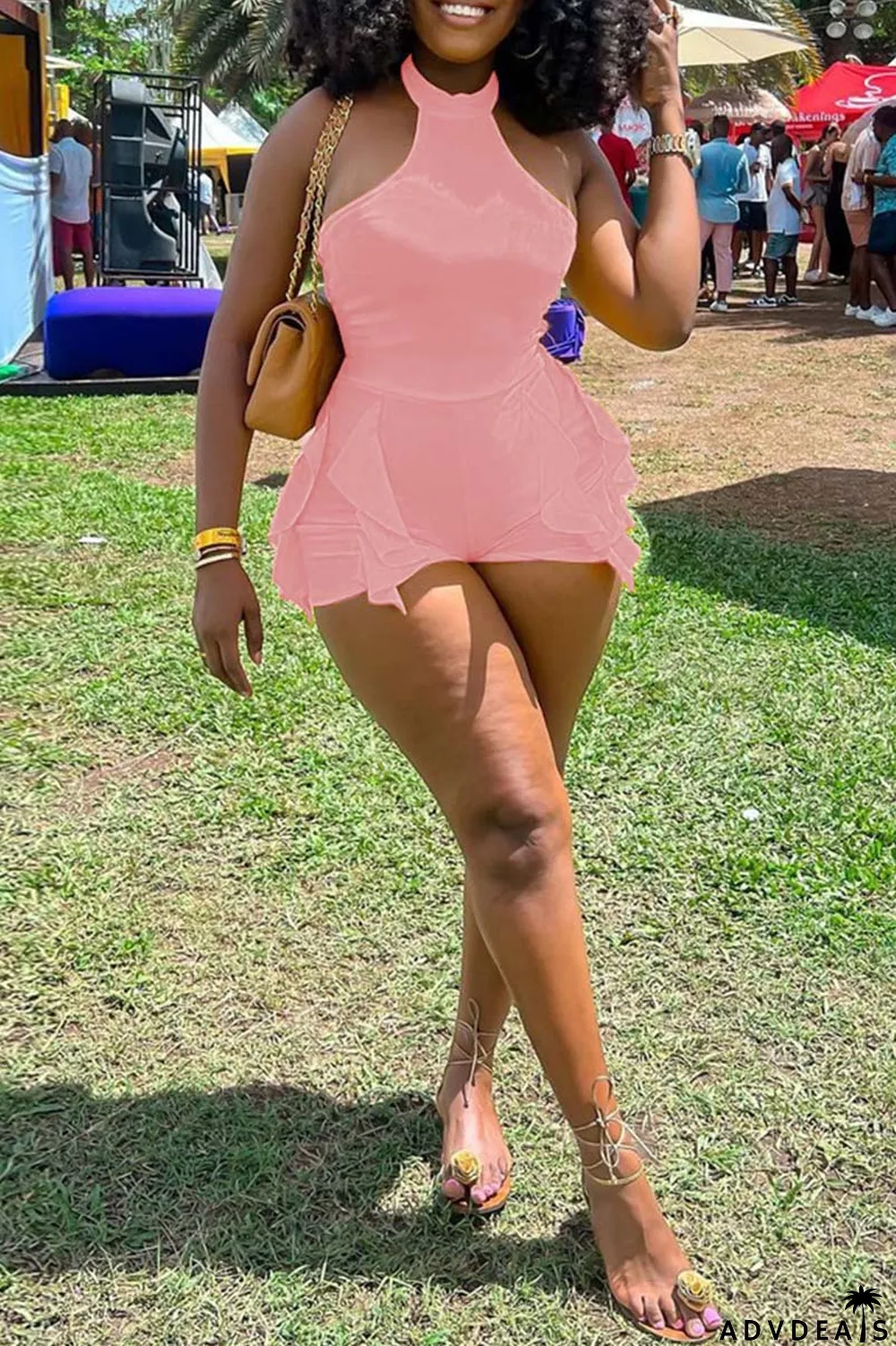 White Casual Solid Patchwork O Neck Skinny Romper