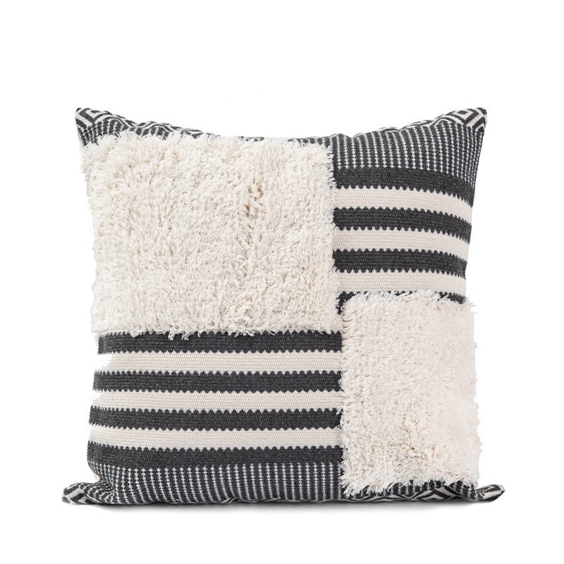 Rotimia Cotton and linen light luxury geometric fringe sofa pillow