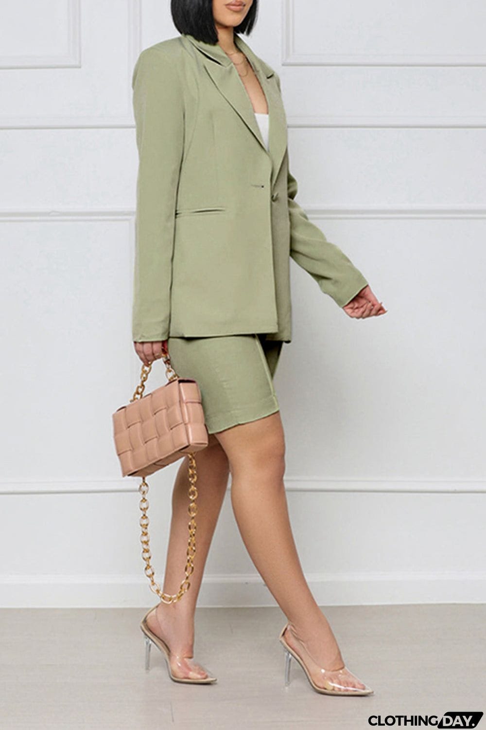 Long Sleeve Blazer and Shorts Set