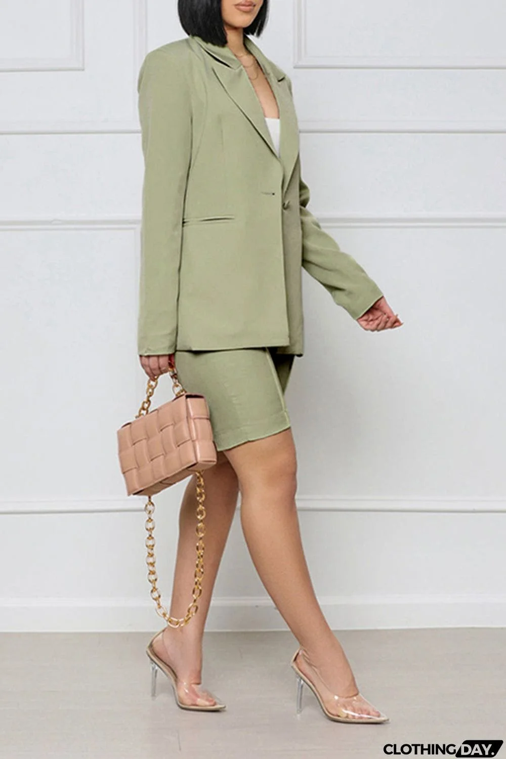 Long Sleeve Blazer and Shorts Set
