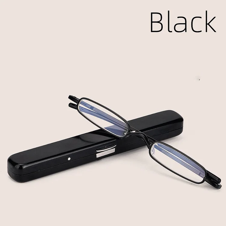 Aliyuezu Reading Glasses Women Men Ultra-light Portable Mini Reading Glasses with Pen Tube Case HD Prescription Glasses Diopter Plus 2.5