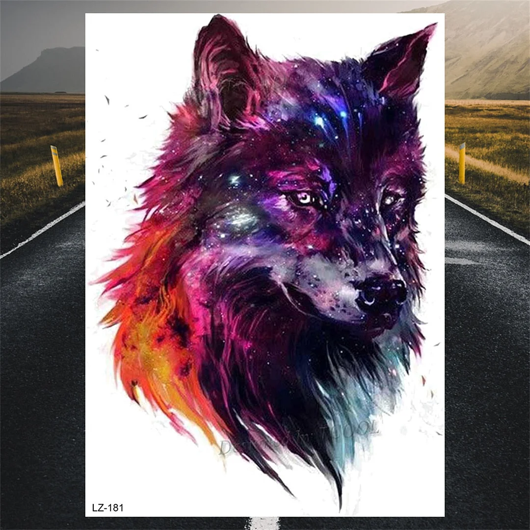 Large Lion Temporary Tattoos For Men Adults Realistic Totem Watercolor Tiger Fake Tattoo Sticker Chest Body Tatoos Waterproof