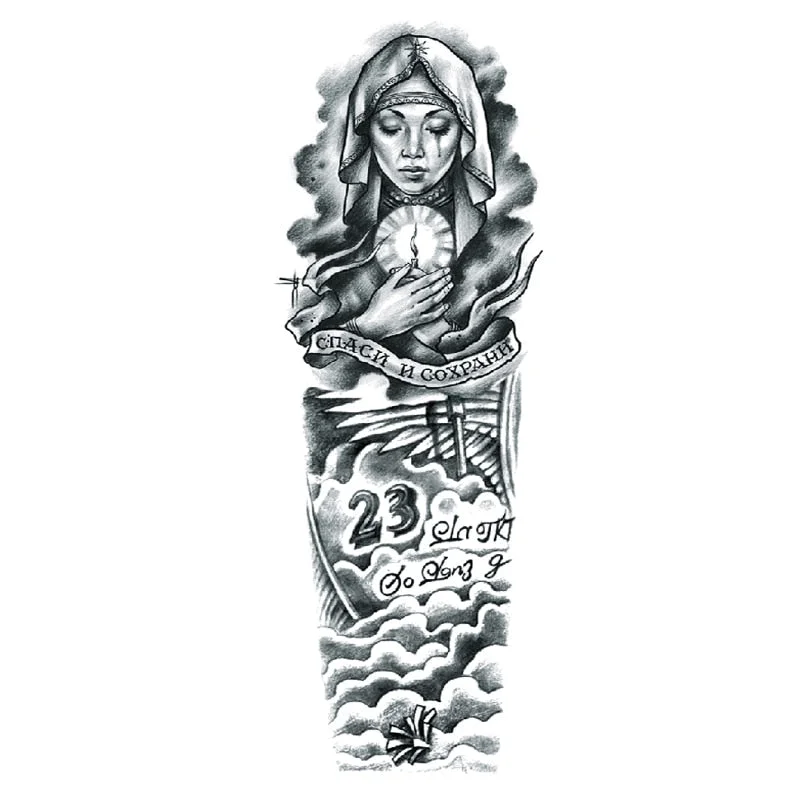 Body Art Arm Fake Sleeve Tattoos For Men Waterproof Wolf Tiger Chinese Dragon Sticker Temporary Fox Tattoo Waterproof Sleeves 303