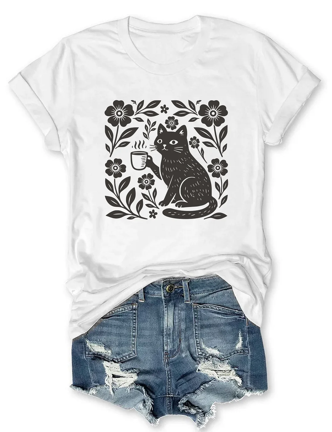 Boho Cat Coffee Lover T-shirt