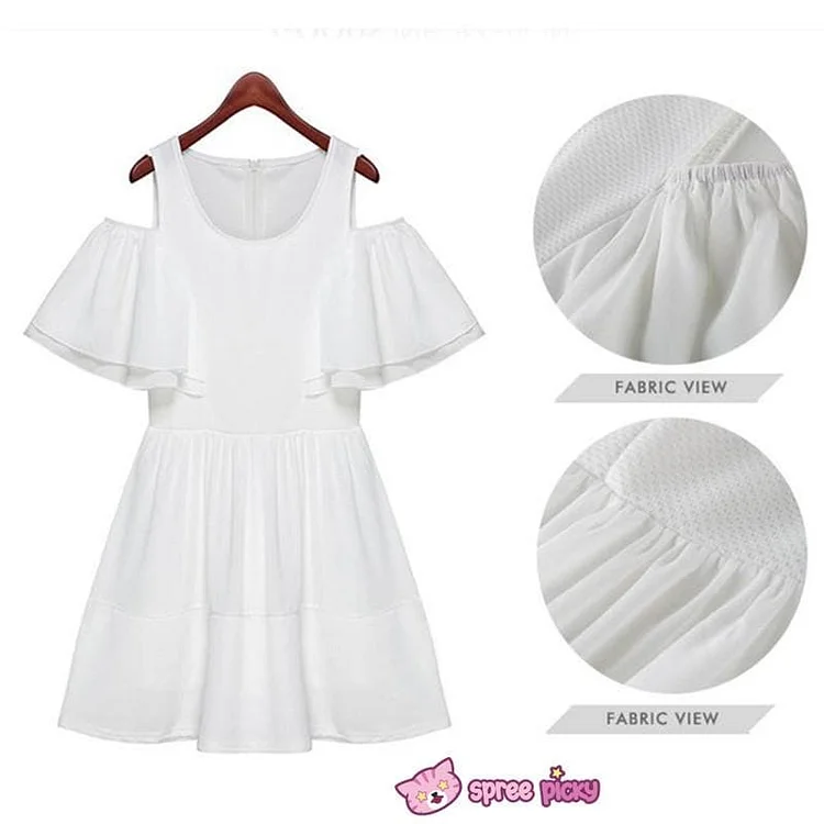 [S-XL] White Elegant Chiffon Dress SP151816