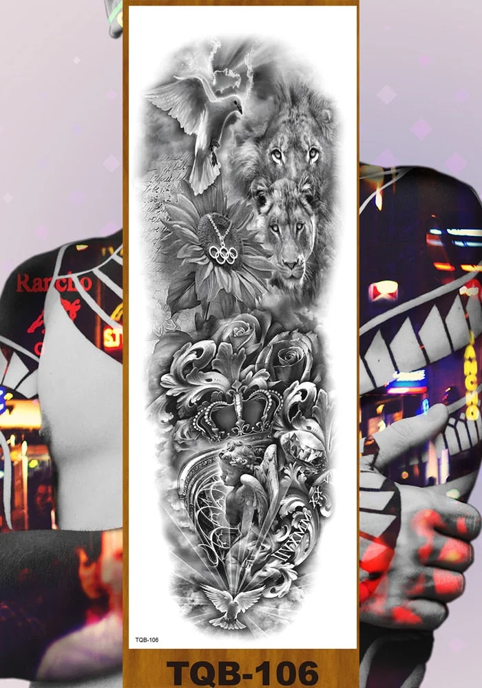 Full Flower Arm Temporary Tattoo Sticker Men Women Adult Girl Body Leg Sexy Fake Tatoo Butterfly Fairy Hummingbird Colorful Tree