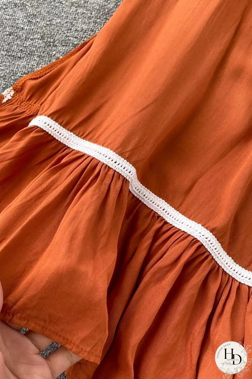 Embroidery Flares Sleeve Maxi Dress