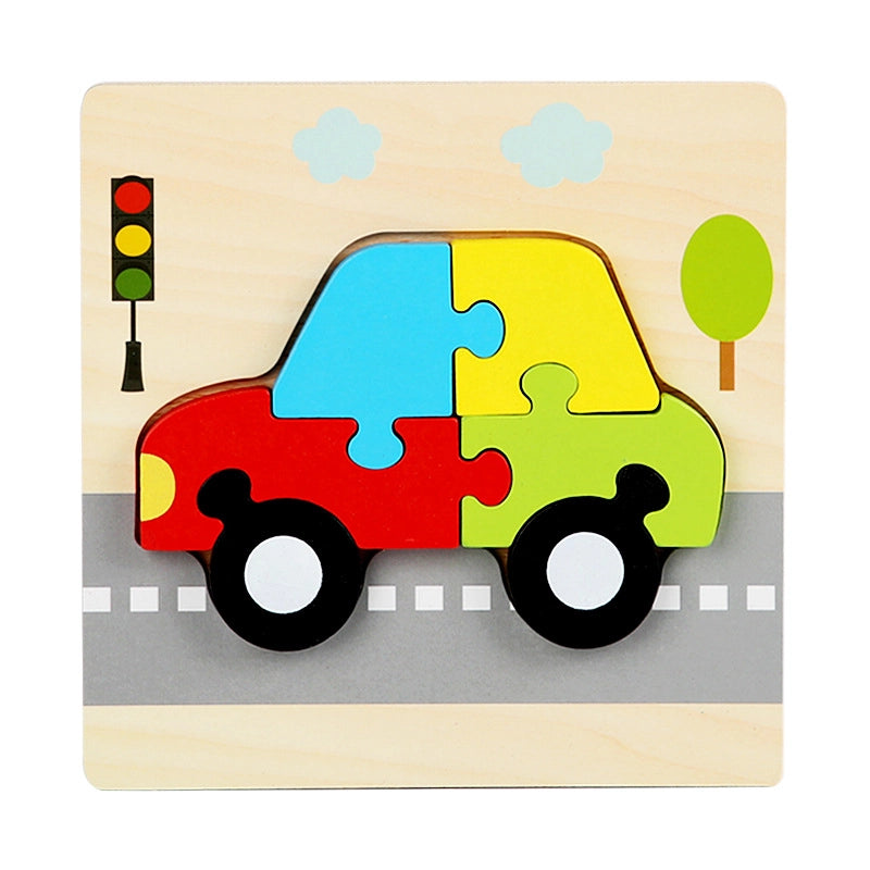 Kindergarten Children’s Enlightenment Early Education Cognition Cartoon Animal Cognition Hand-held Board Wooden Three-dimensional Puzzle Wooden Toys