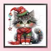 Christmas Kitten-18CT Stamped Cross Stitch 25*25cm/9.84*9.84in tapestrymarket