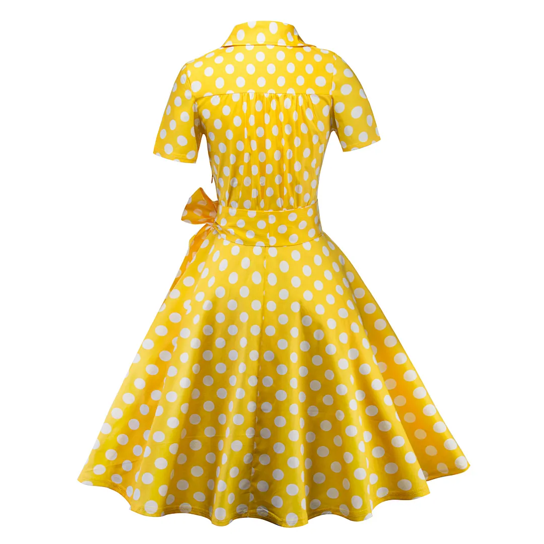Women's Vintage Rockabilly Short Sleeve Swing Dress