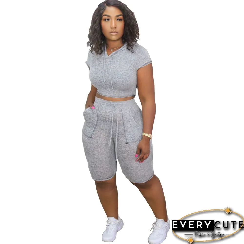 Women Fashion Printed Short Sleeve T-Shirts & Skinny Shorts Sets Two Pieces Outfits Crop Top And Short Pants Sets