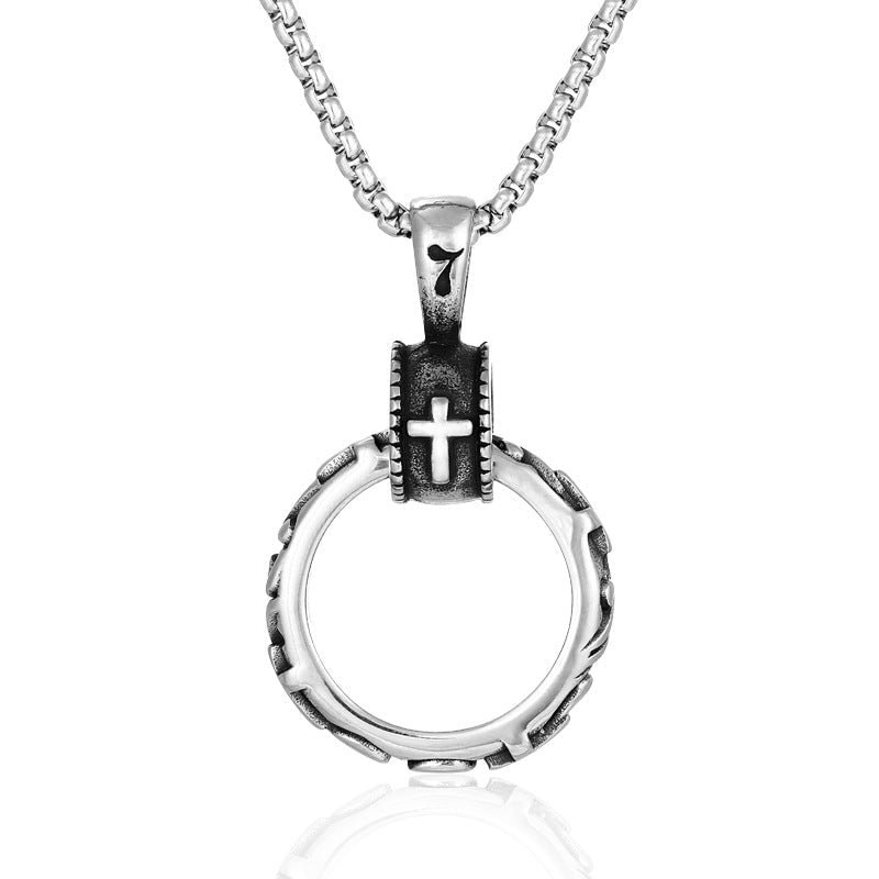Cross Ring Titanium Steel Necklace tacday