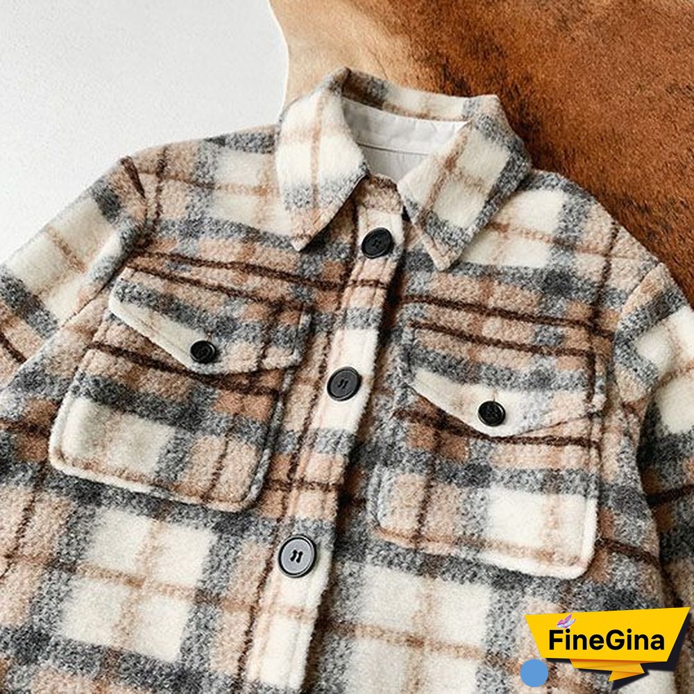 Dyed Pocket Overshirt Check Wool Blend Shirt Jacket