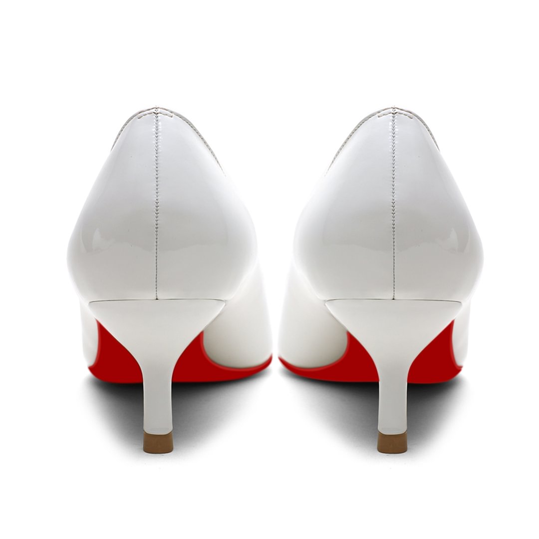 50mm Women's Low Heel Kittens Pointed Toe Red Bottom Casual Slip On Pumps-MERUMOTE