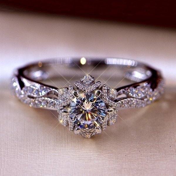 UsmallLifes King Accessories for Women Jewelry Round Flower Crystal Wedding Rings US Mall Lifes