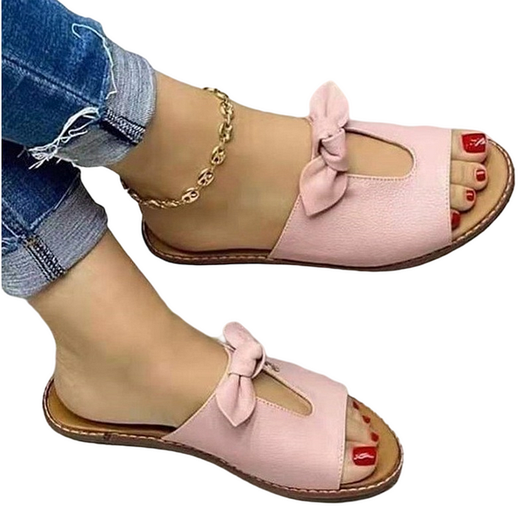 Fashion Women Sandals Shoes Open Toe Vintage Summer Beach Shoes Women Casual Slipper Women Cute Butterfly-Knot Zapatillas Muje - Life is Beautiful for You - SheChoic