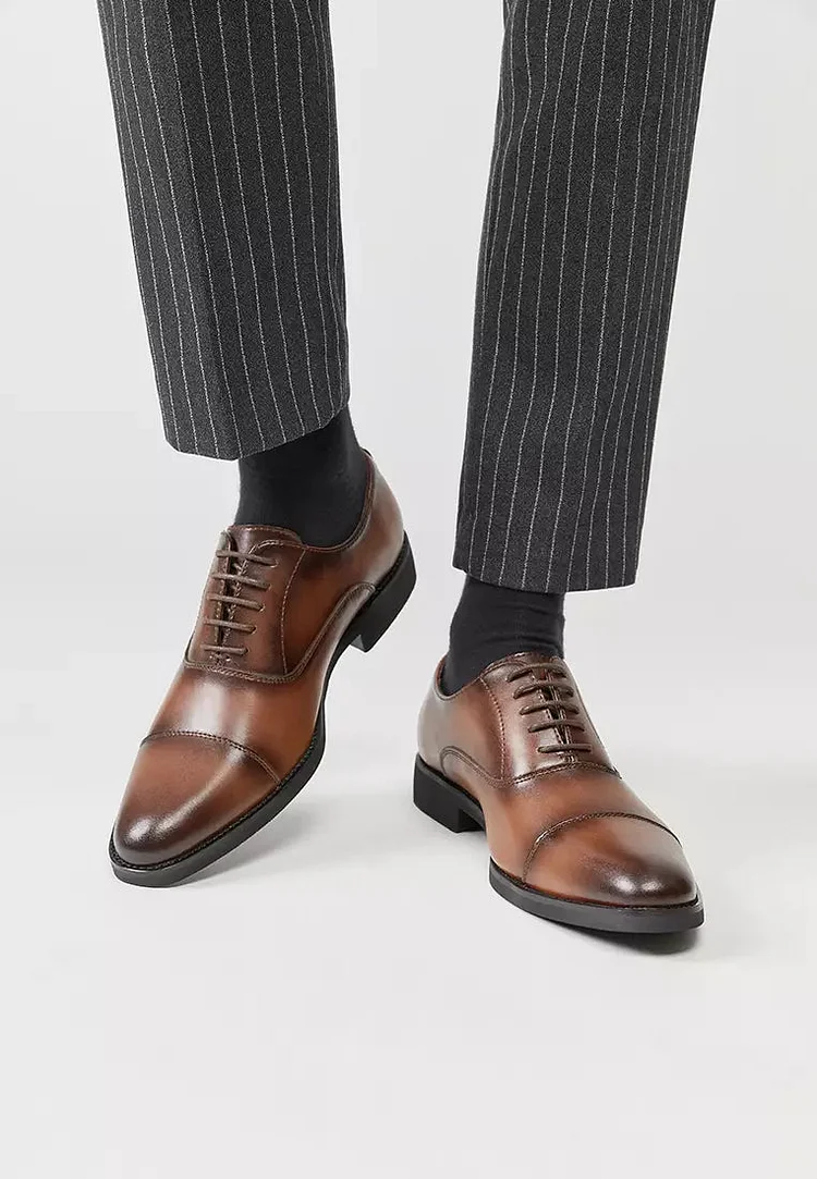 Men's Brown Leather Oxford Dress Shoes