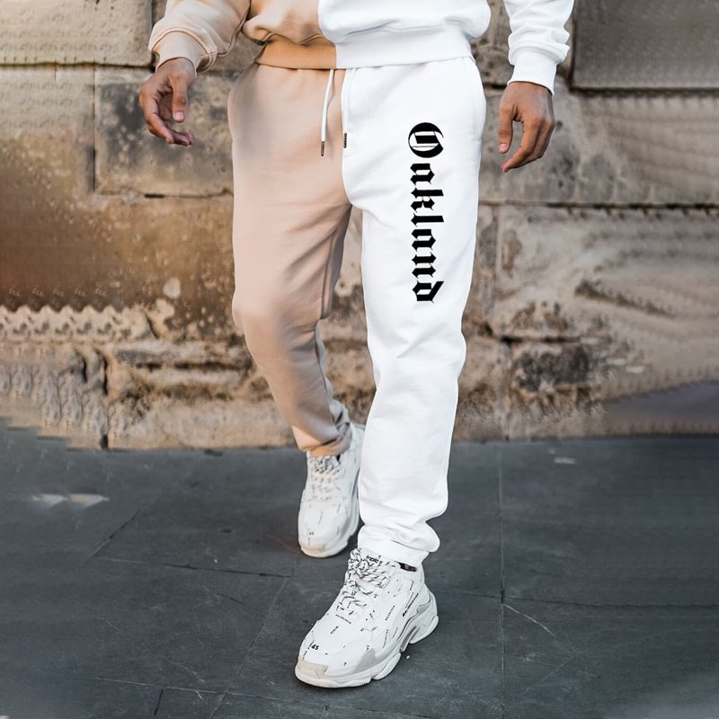 Oakland Print Color Block Sweatpants、、URBENIE
