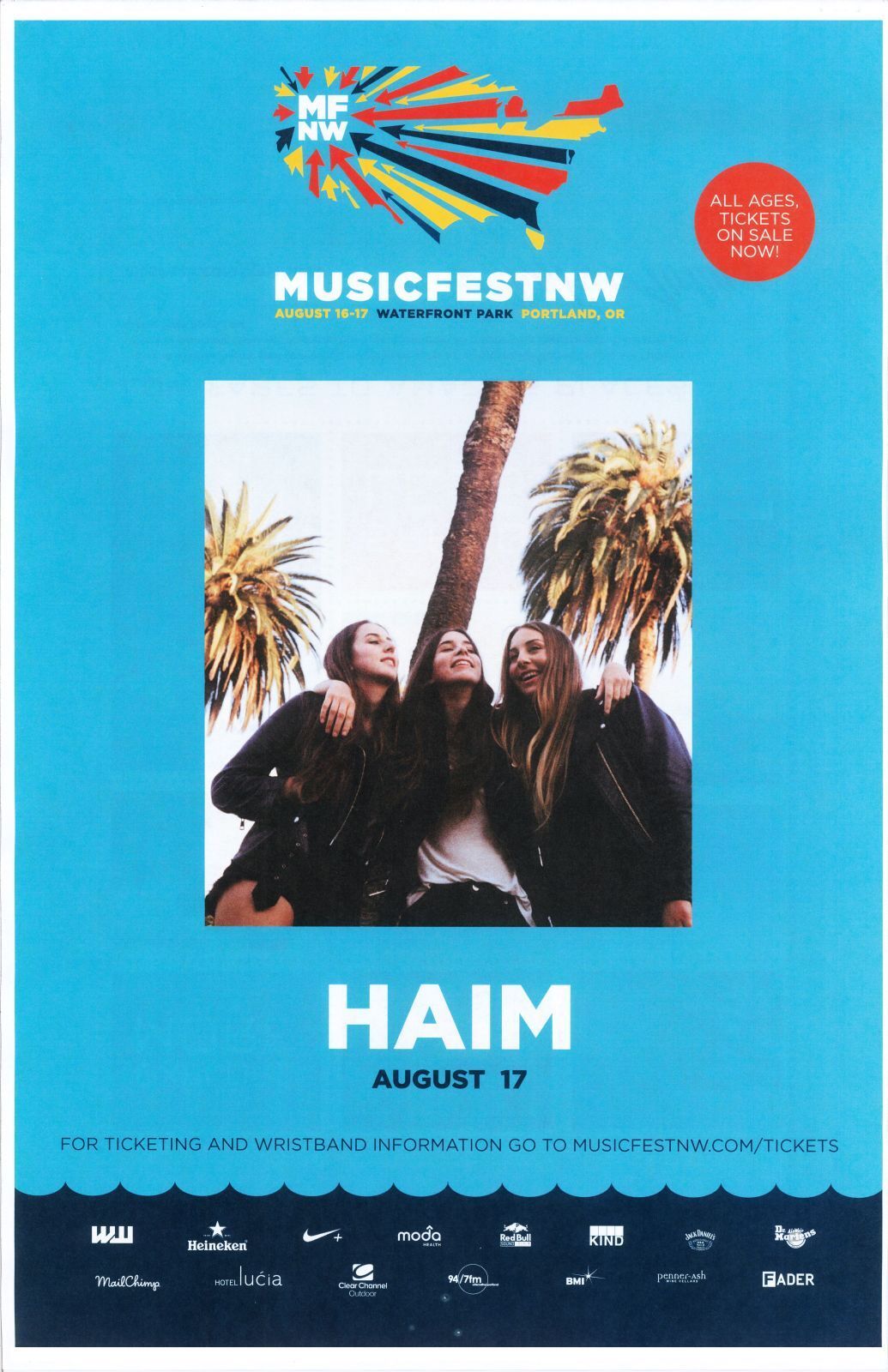 HAIM 2014 Gig POSTER MFNW Portland Oregon Musicfest NW Concert