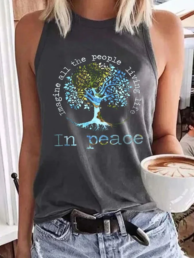 Imagine All The People Living Life In Peace Print Vest