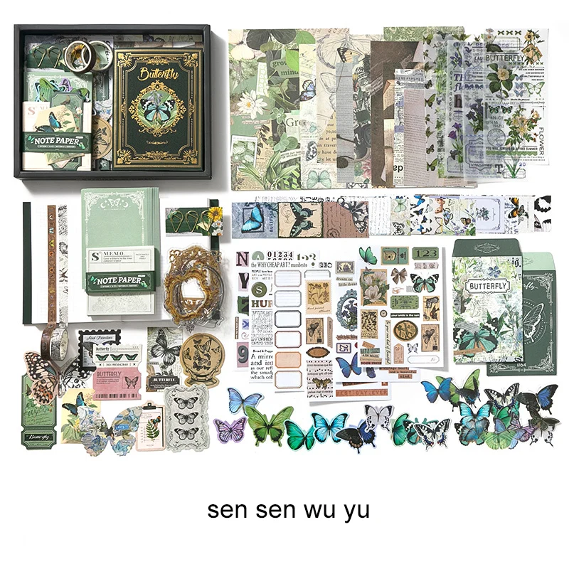 Journalsay Butterfly Warm Mail Series Vintage Plant Label Landscaping Notebook Journal Material Set