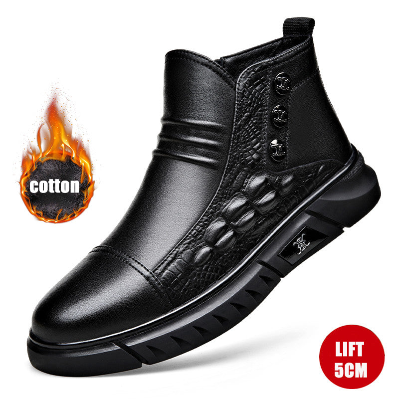 Crocodile Print High-top Leather Boots DANRRIO.COM DANRRIO