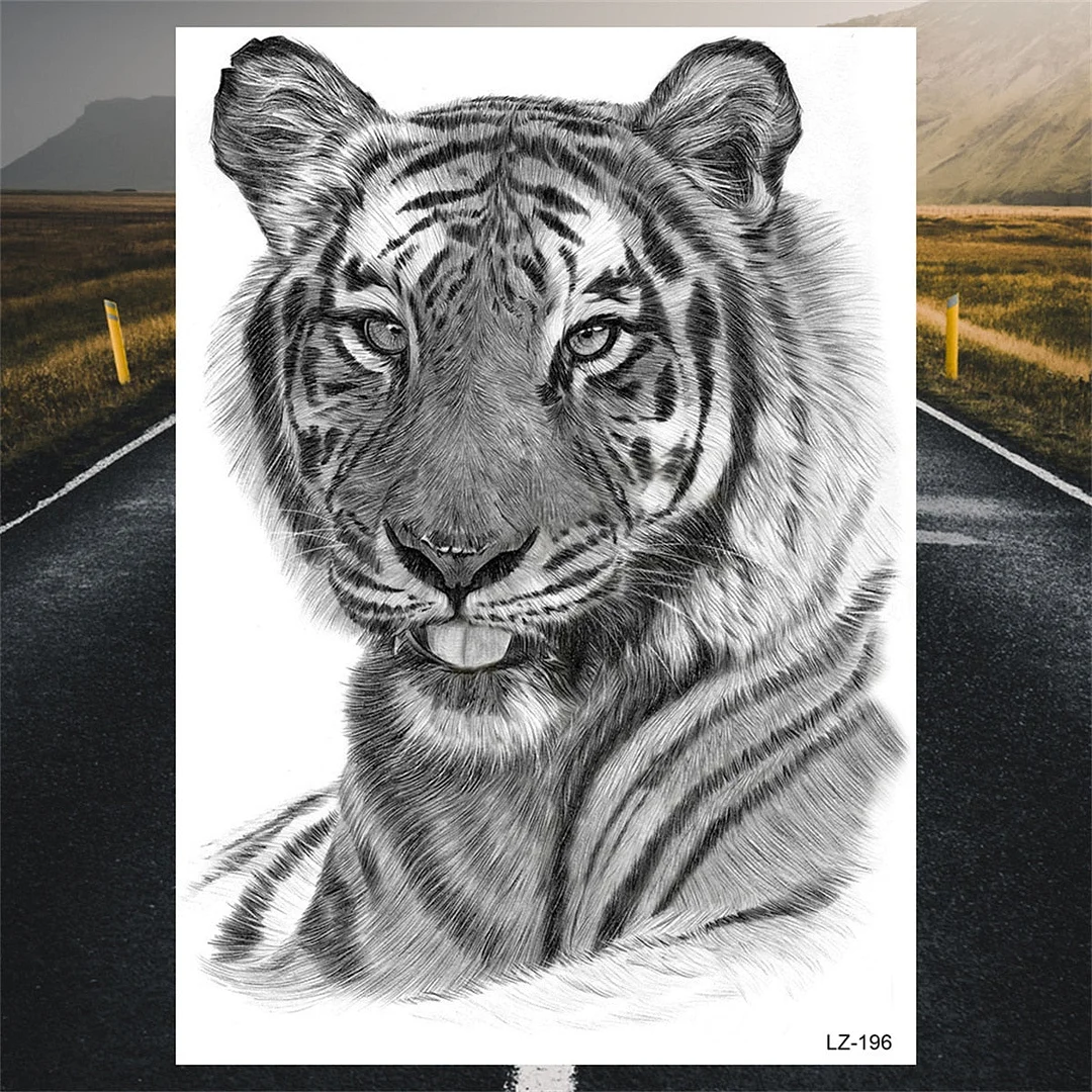 Black Spartan Warrior Temporary Tattoos For Men Adults Realistic Lion Tiger Maori Knight Fake Tattoo Sticker Chest Tatoos 3D