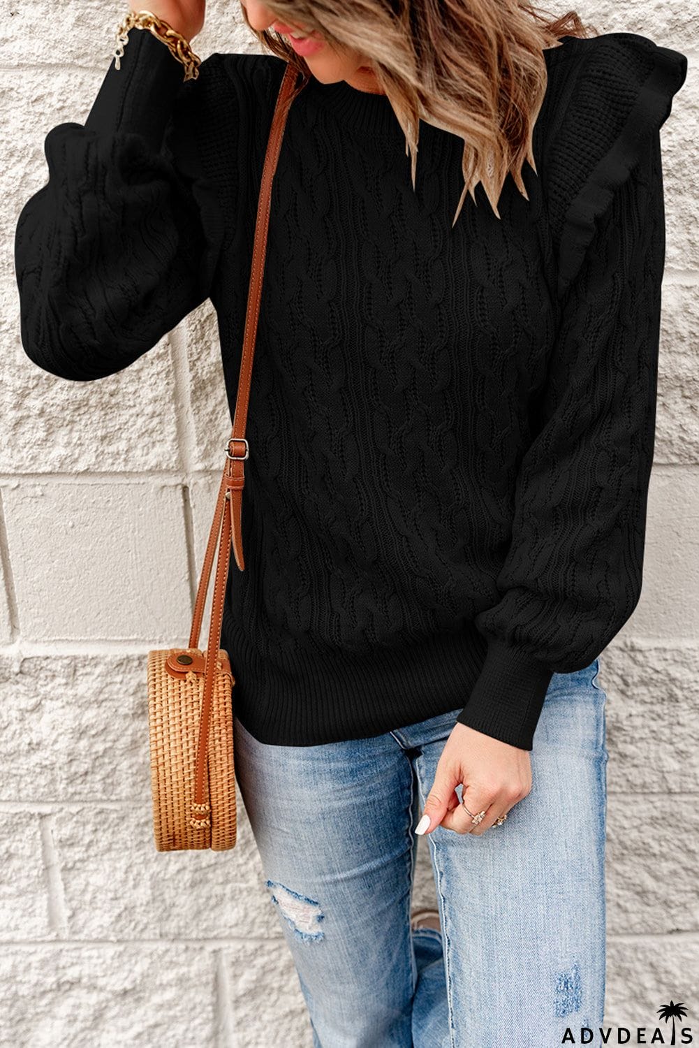 Black Cable Knit Sweater