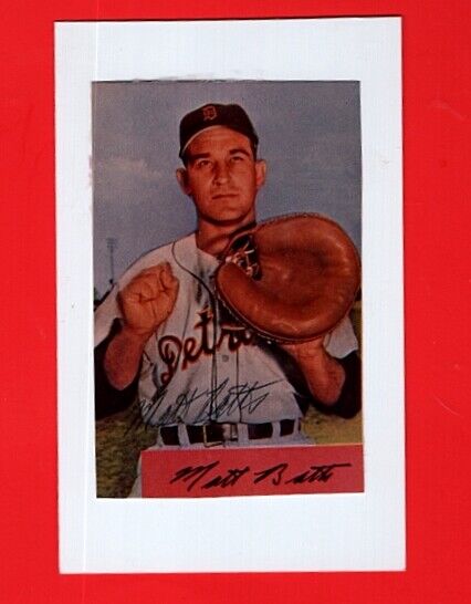 1954 MATT BATTS-DETROIT TIGERS AUTOGRAPHED COLOR SEMI-GLOSS Photo Poster painting ON 3X5