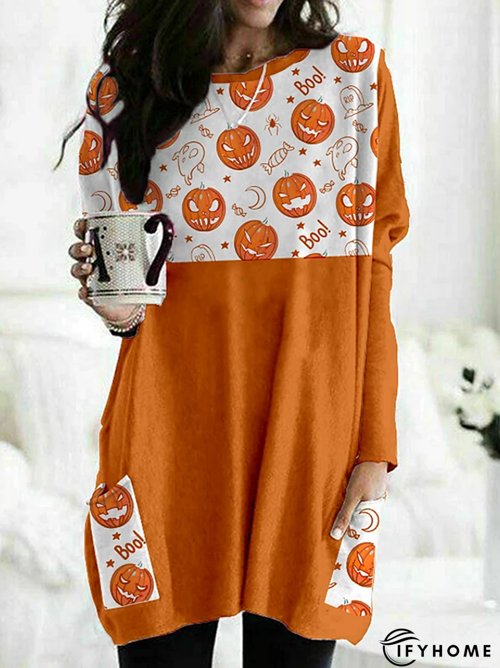 Crew Neck Printed Casual Long Sleeve T-shirt | IFYHOME