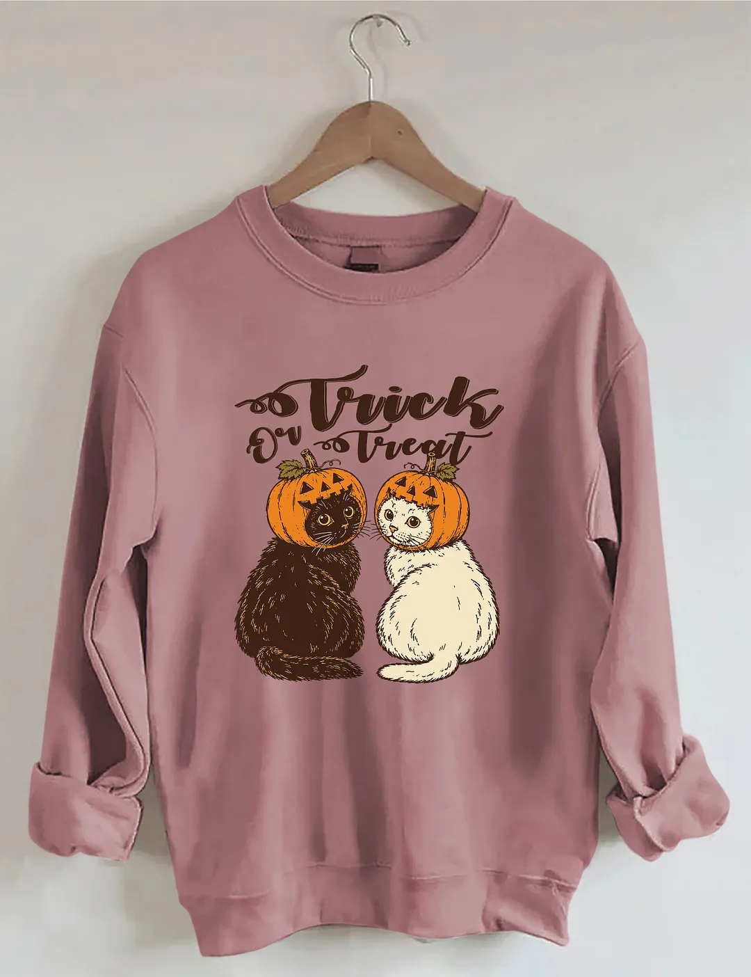 Trick Or Treat Halloween Pumpkin Cat Sweatshirt