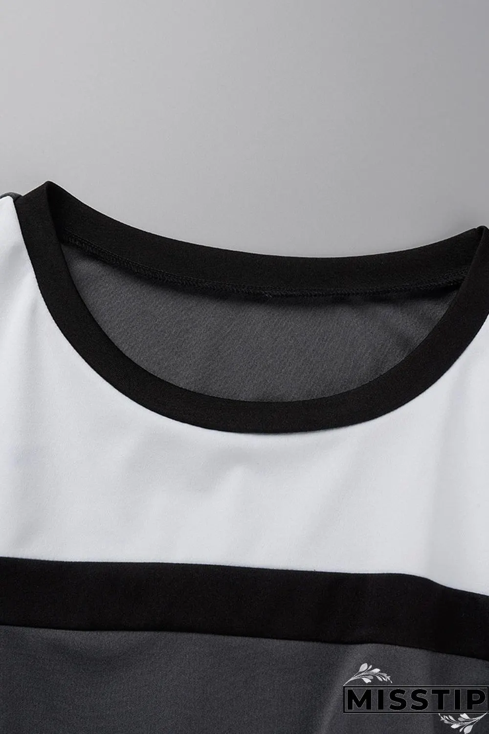 Grey Casual Sportswear Solid Patchwork O Neck Plus Size Two Pieces