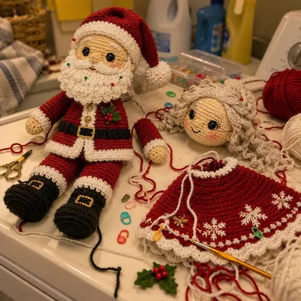 Santa and Mrs Claus dolls by Godelieva