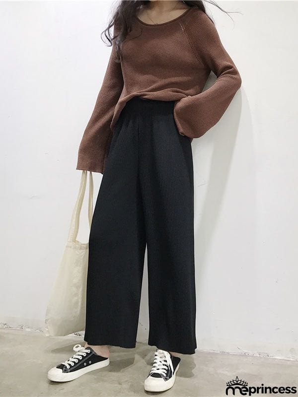 Urban Loose Wide Leg Solid Color Pants