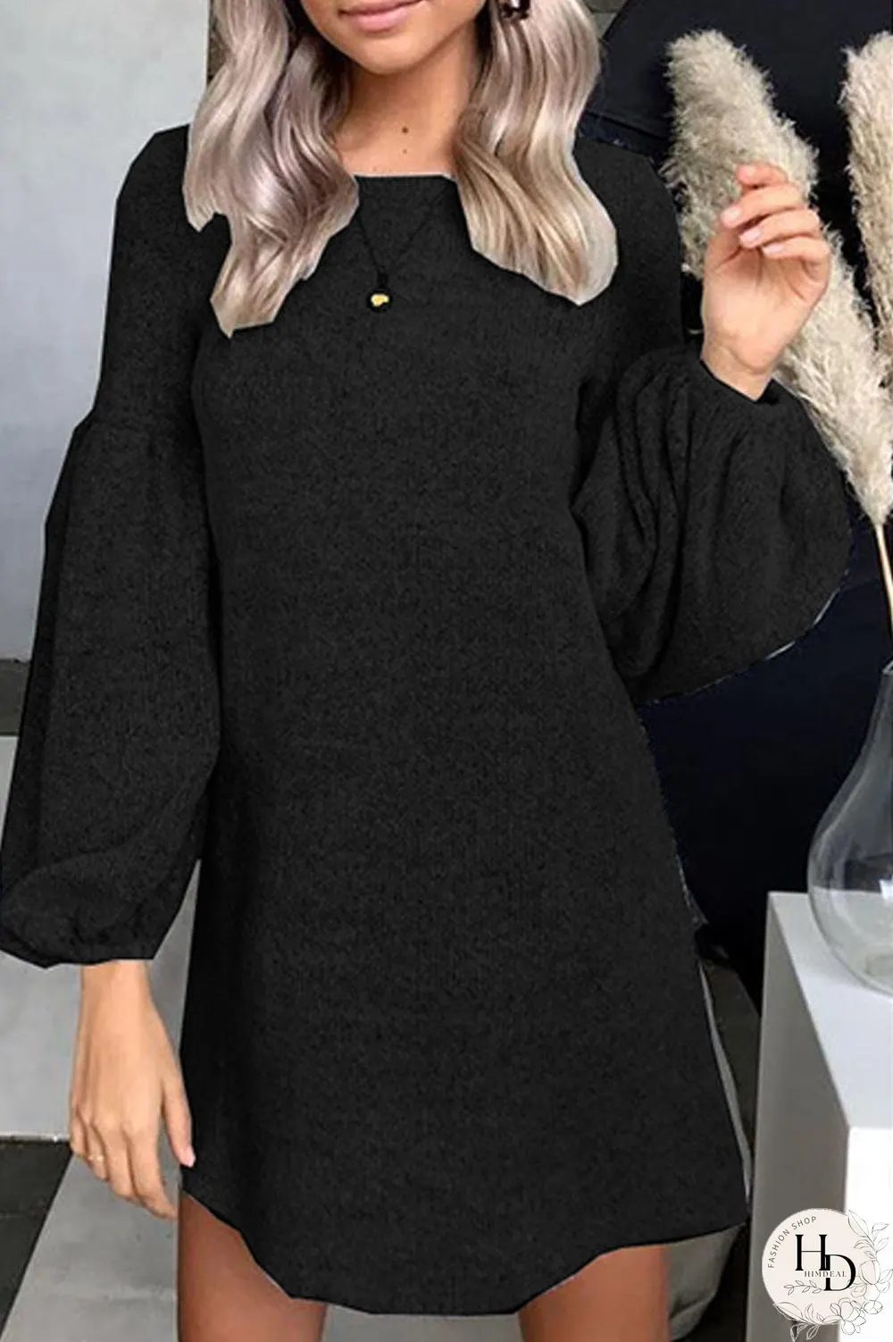 Fashion Street Solid O Neck A Line Dresses(4 colors)