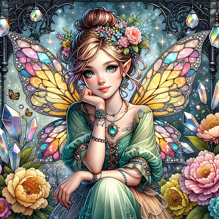 Fantasy Butterfly Fairy Girl 40*40CM(Canvas) Diamond Painting gbfke