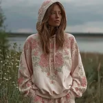 Bohemian Retro Style Plant Flower Design Women's Hoodie - Image 2
