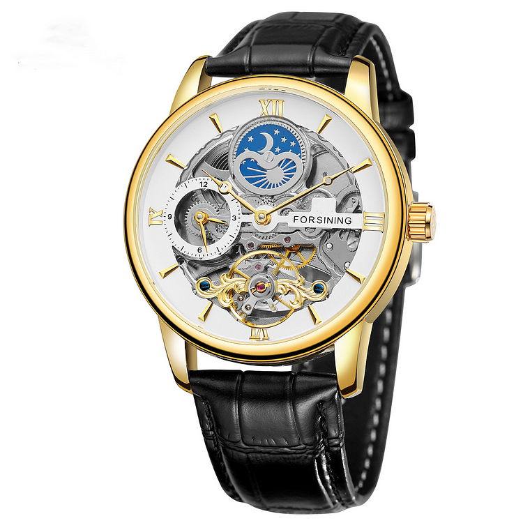 Fashion leisure hollow moon phase automatic mechanical watch