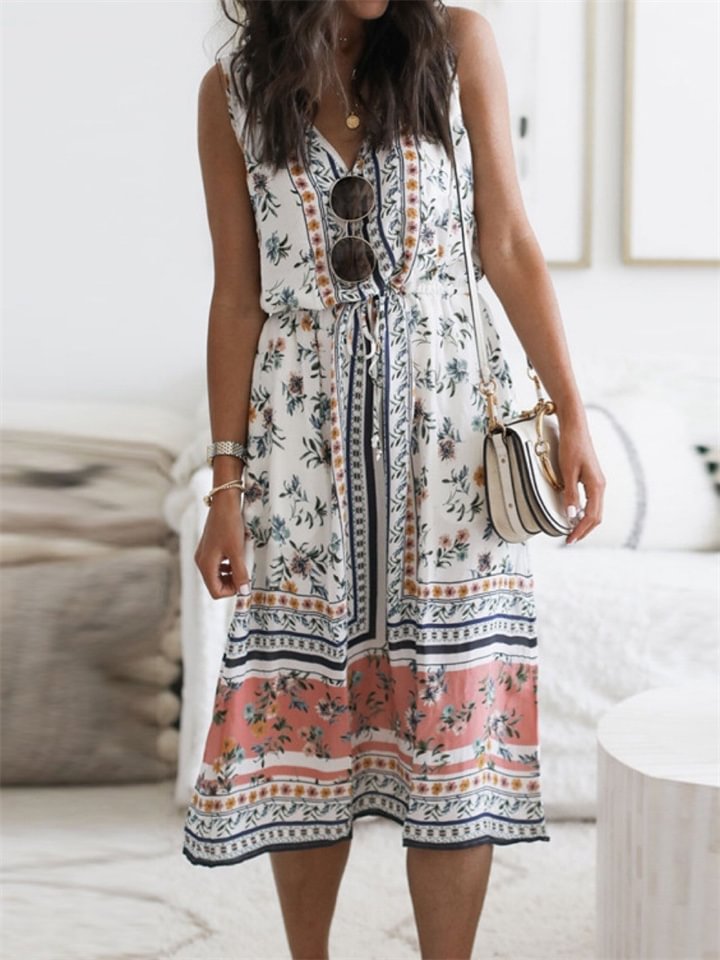 Online Celebrity Long Skirt Print Dress | EGEMISS