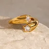 Unique Star Shape Rhinestone Golden Ring