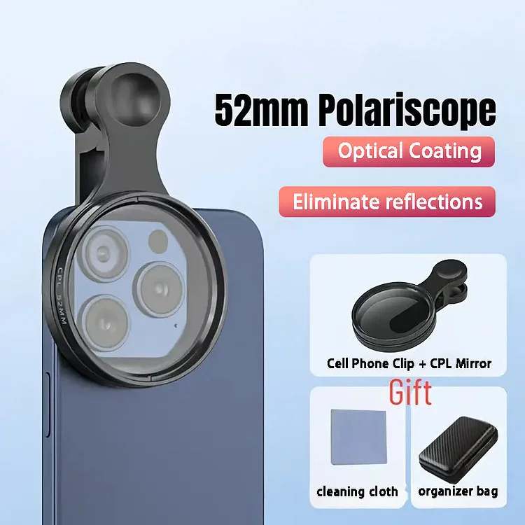 Heysliy 52mm CPL filter for Phone with Clip