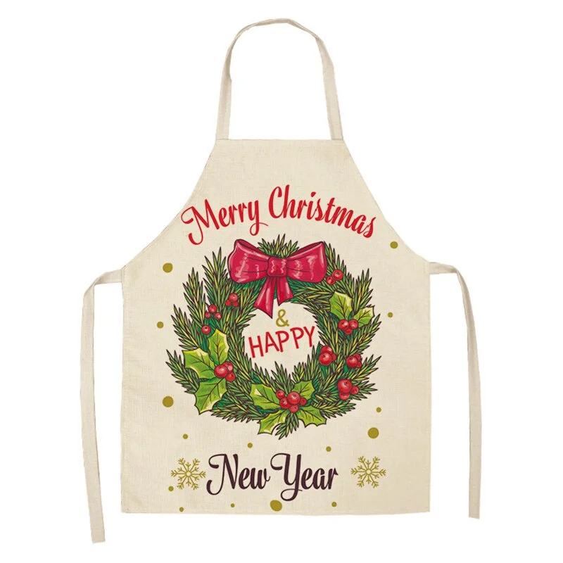 Linen Merry Christmas Apron Christmas Decorations for Home Kitchen Accessories Natal Navidad 2020 New Year Christmas Gifts
