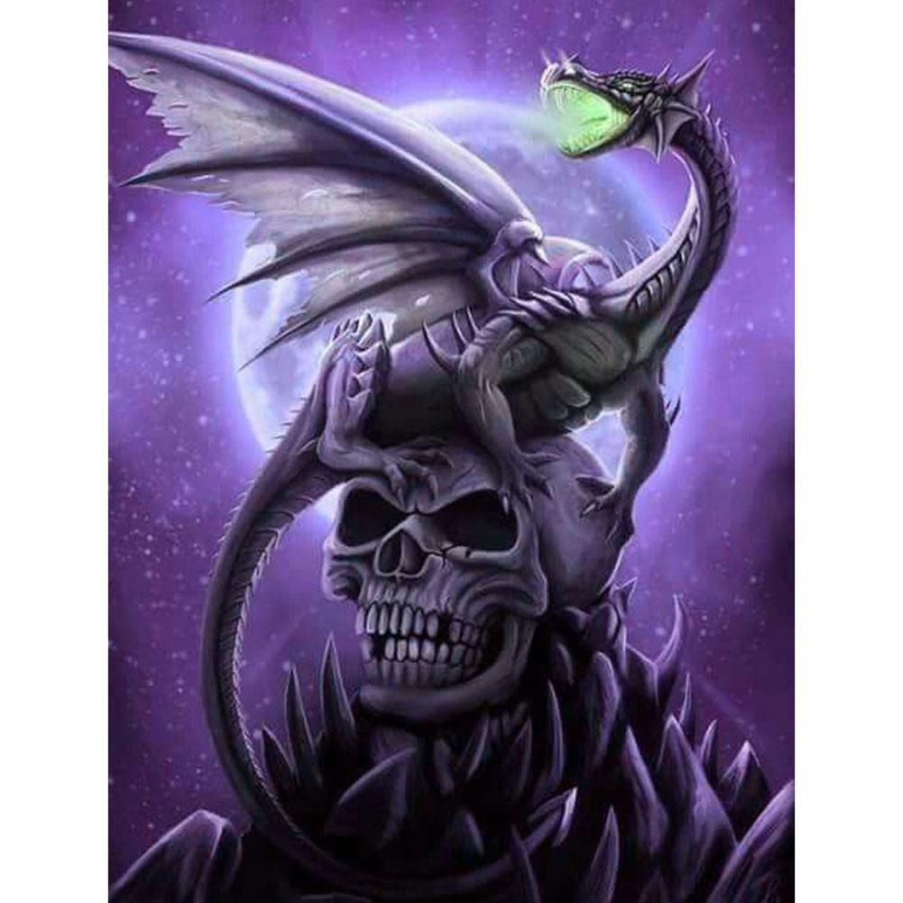 

30*40CM - Evil Skull Dragon - Round Drill Diamond Painting, 501 Original
