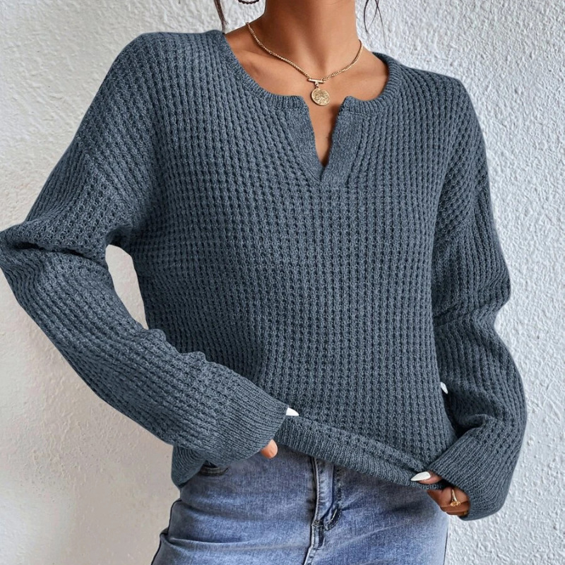 Solid Color Loose Pullover Long Sleeve Sweater