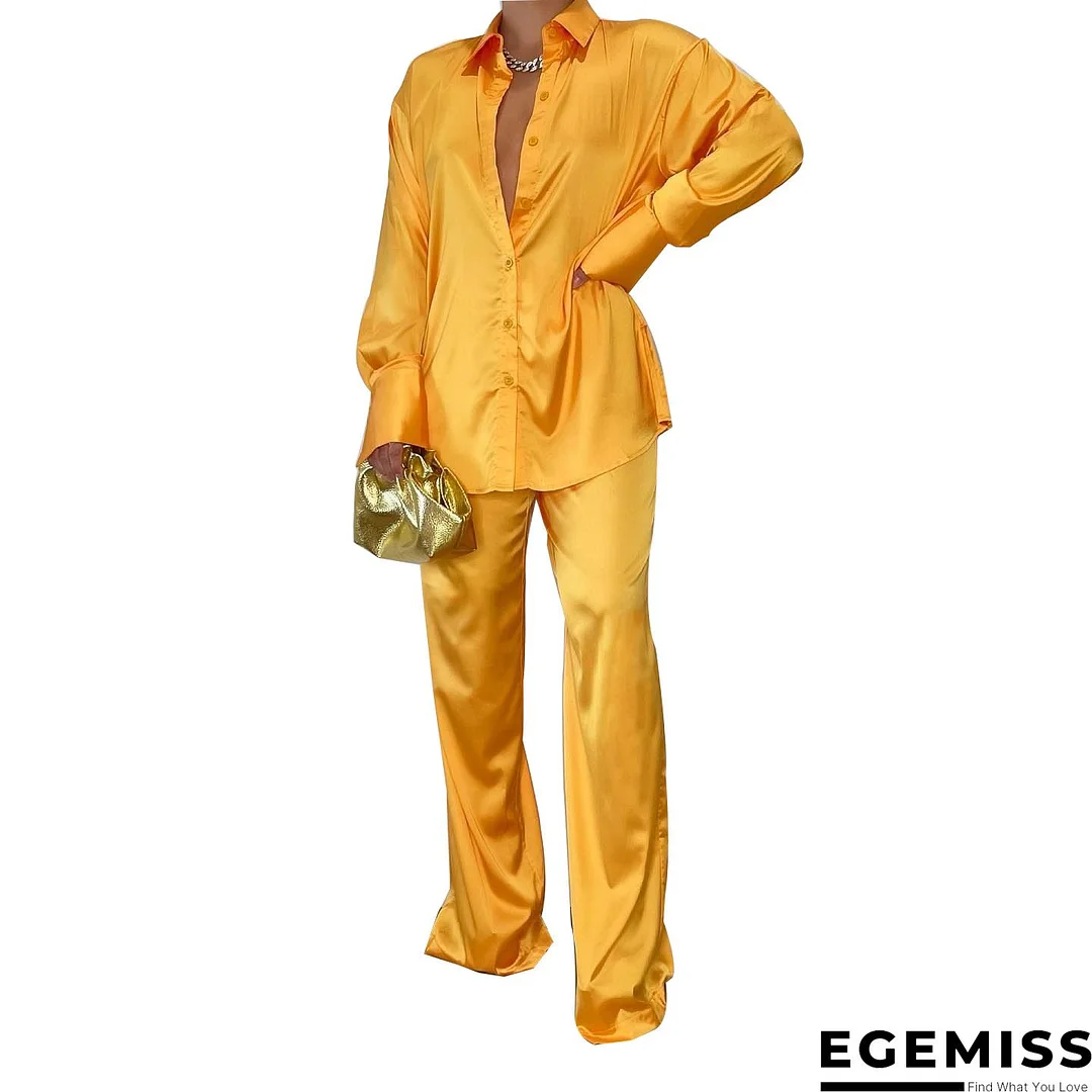 Yellow Fashion Solid Patchwork Turndown Collar Long Sleeve Two Pieces | EGEMISS