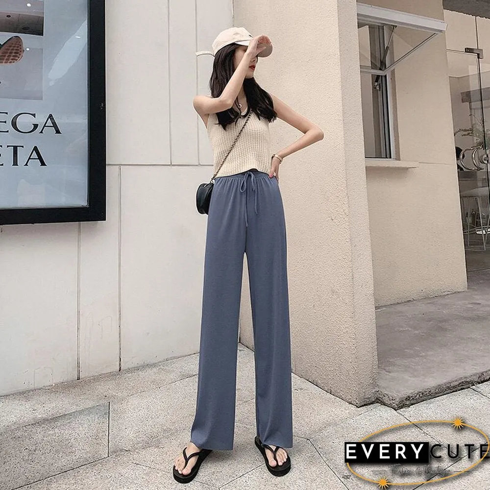 High waist soft comfort women pants new casual summer slacks ice silk full length long