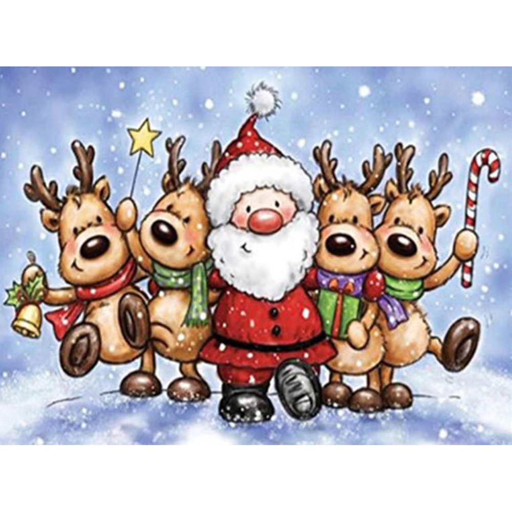 

Santa and Elk - Round Drill Diamond Painting - 40*30CM, 501 Original