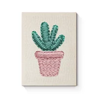 Pink Pot with Green Cactus - Punch Needle